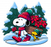 Snoopy y woodstock con Poinsettias de Navidad 06