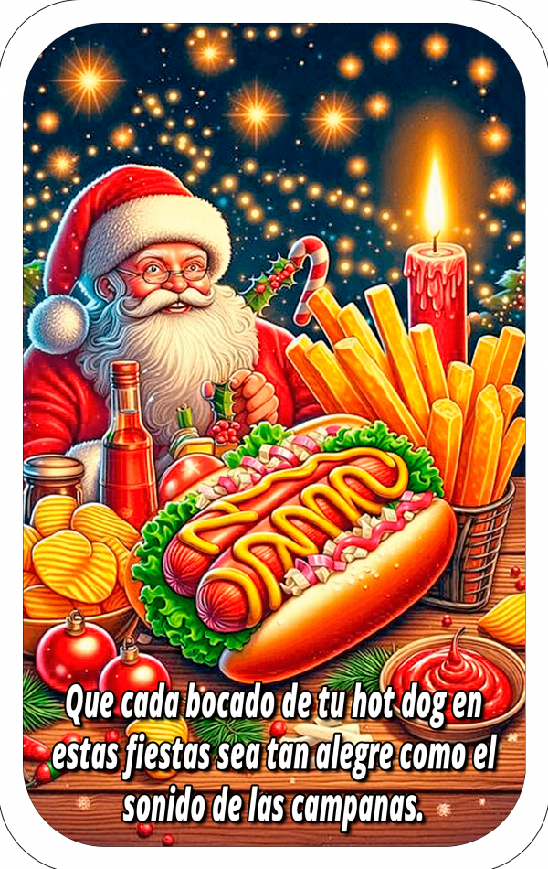 Tarjeticas Santa Claus hot dog y Papas 05