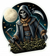 Scary scarecrow con hoz