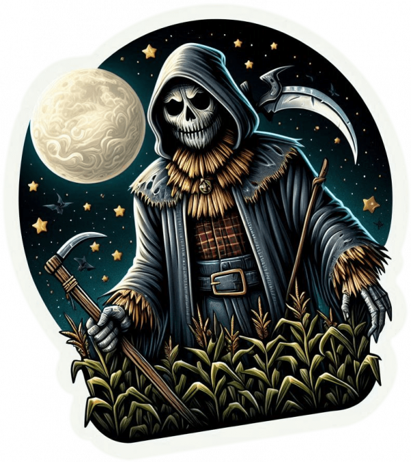 Scary scarecrow con hoz