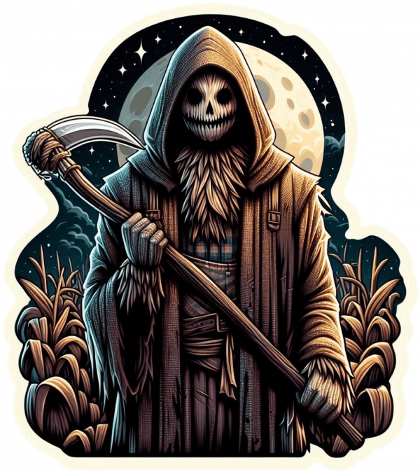 Scary scarecrow con hoz