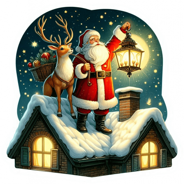 Santa Claus en el tejado