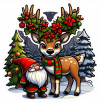 Venado y gnomo Navidad