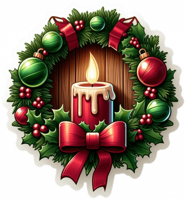 Corona De Navidad Y Velas