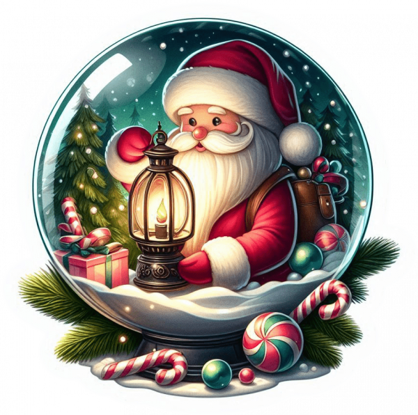 Santa en Bola de Cristal de Navidad