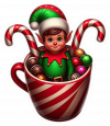 Duende y taza chocolate navidad