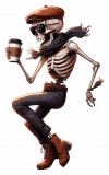 Calavera bailando con cafe
