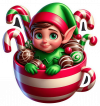 Duendes de Navidad en Taza de chocolate