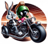 Bugs Bunny y Mavin motorizados