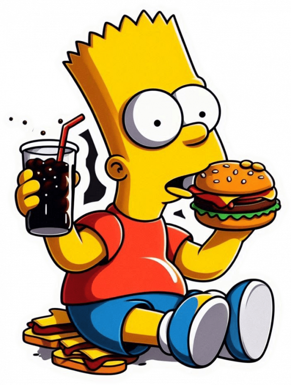 Bart simpson comiendo Hamburgesas