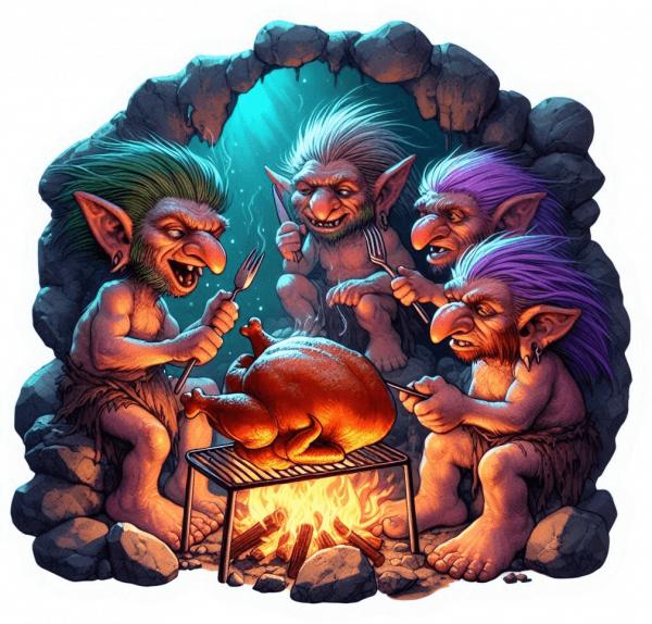 Duendes Trolls Comiendo