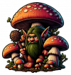 Duende Trolls entre Hongos