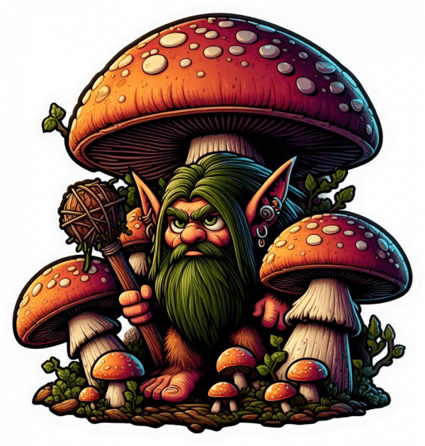 Duende Trolls entre Hongos