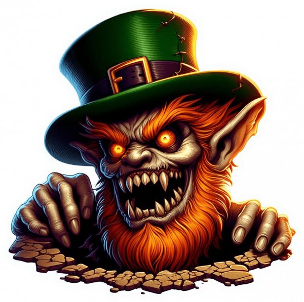 Duende Leprechaun saliendo de un Hueco