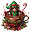 Duende y taza chocolate navidad