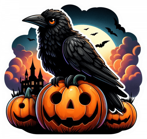 Cuervo sobre calabaza