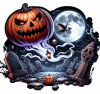 Calabaza terrorifica en cementerio