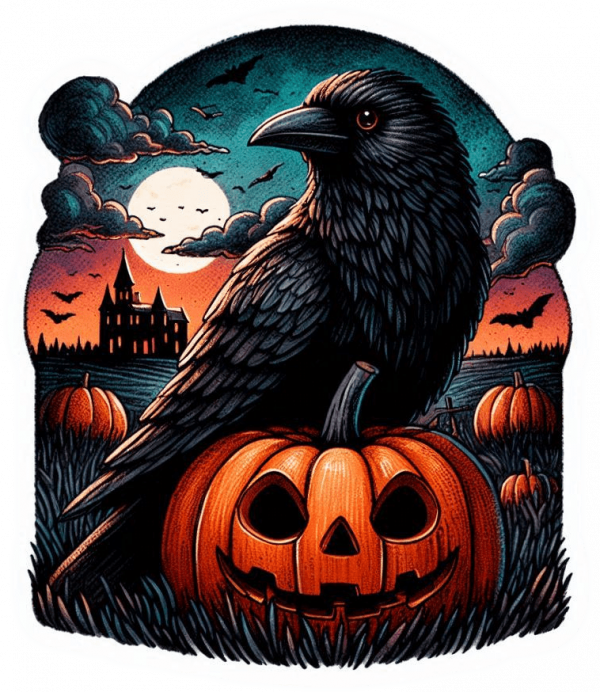 Cuervo sobre calabaza
