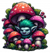 Duende Trolls entre los Hongos