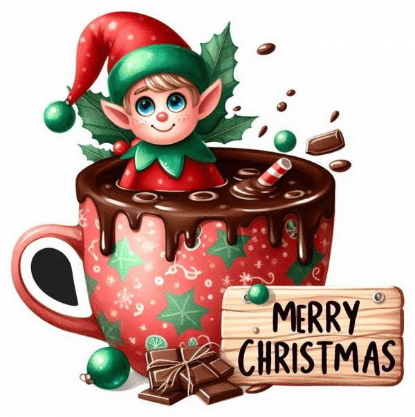 Elfos en taza de chocolate
