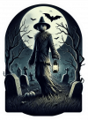 Espantajo en cementerio