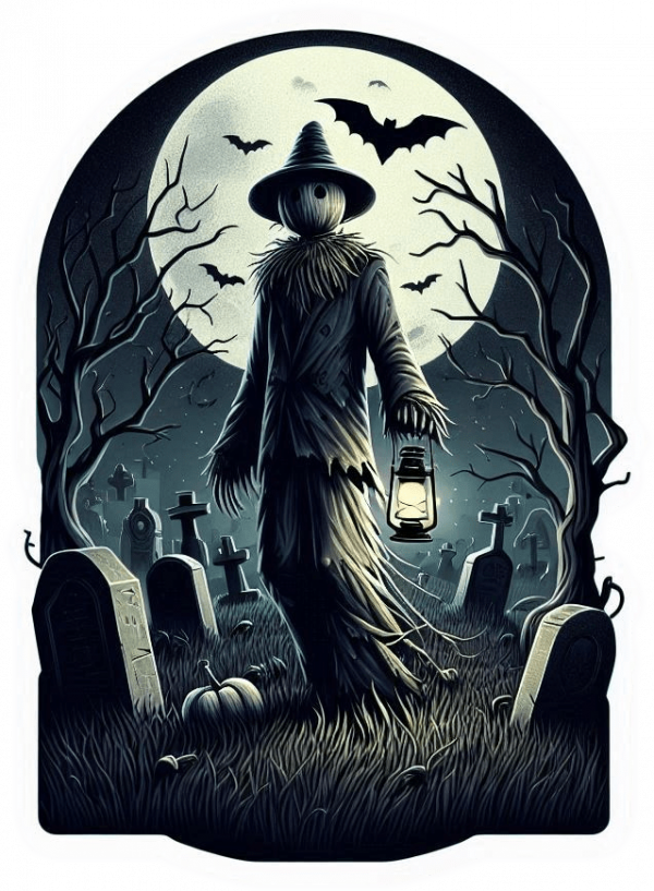 Espantajo en cementerio