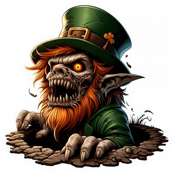 Duende Leprechaun saliendo de un Hueco