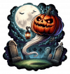 Calabaza Terrorifica en Cementerio