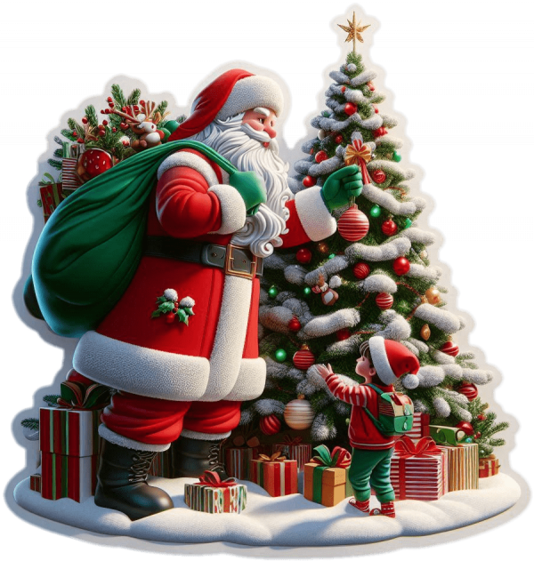 Arbolito de Navidad y Santa Claus