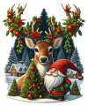 Venado y gnomo Navidad
