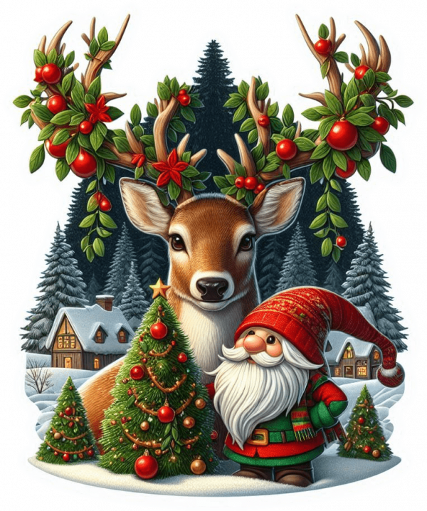 Venado y gnomo Navidad