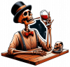 Calavera Halloween con vino.