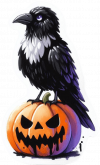 Cuervo y Calabaza en Acuarela Gaouche