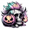 Calavera y Calabaza Gotica