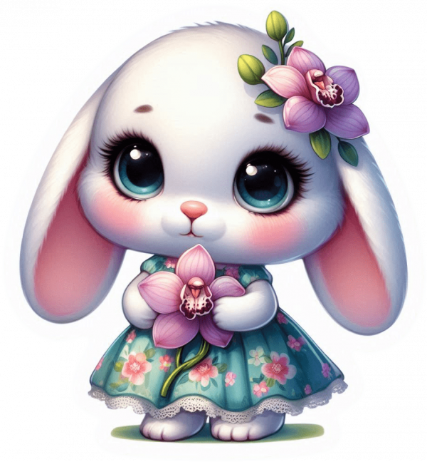 Conejita Bebe con Flores