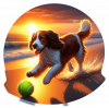 Spaniel bretón jugando en playa