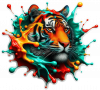 Tigre en Liquido Multicolor