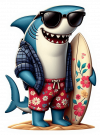 Tiburon con tabla de surf