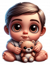 Bebe jugando con oso