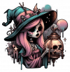Bruja Gotica y calavera