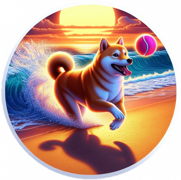 Shiba Inu jugando en la Playa