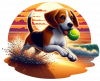 Beagle jugando en la Playa
