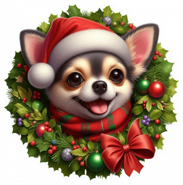 Chihuahua Corona de Navidad