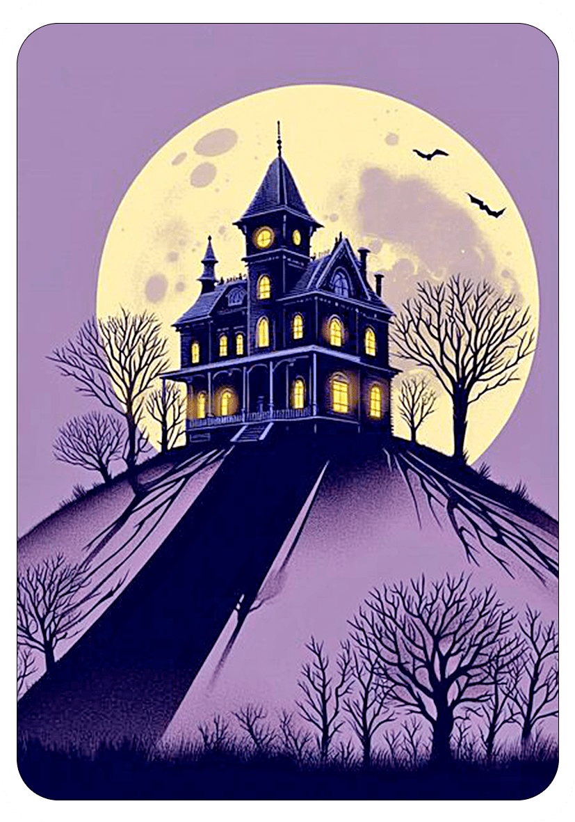 Mansion Tenebrosa Halloween tarjetica