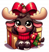 Alce de Navidad con regalo.