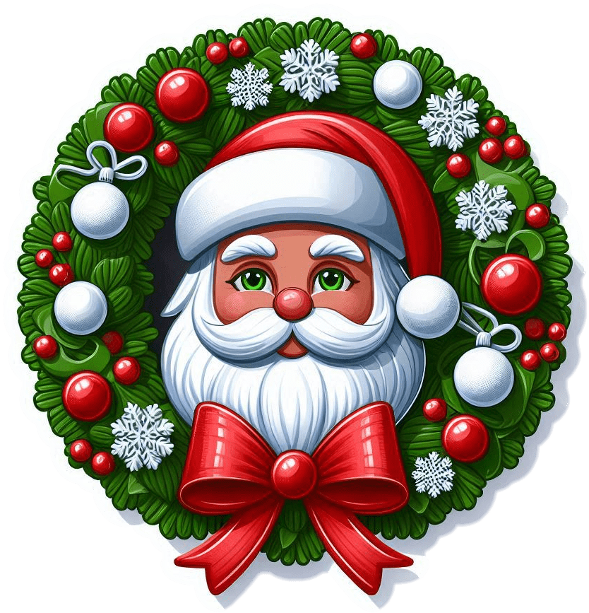 Corona de Navidad con Santa 03-min Corona De Navidad Con Santa