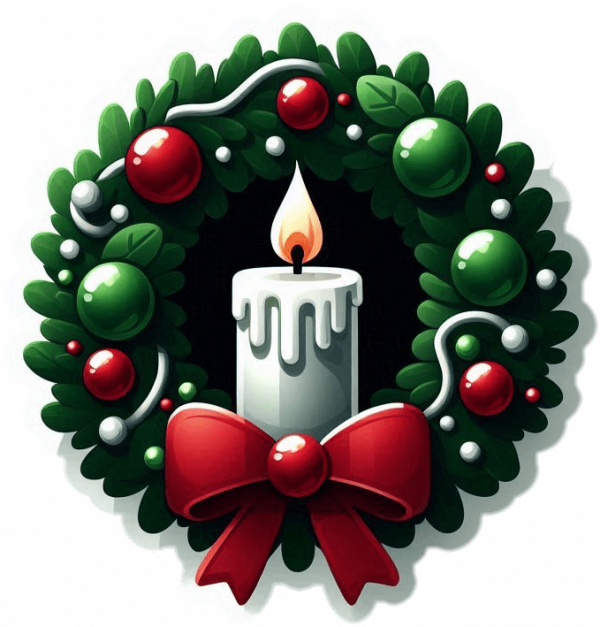 Corona de Navidad y Velas 03-min Corona De Navidad Y Velas