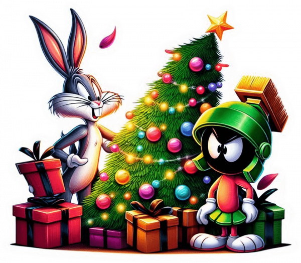 Bugs Bunny y Marvin en noche buena