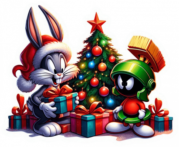Bugs Bunny y Marvin en noche buena
