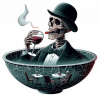 Calavera con vino